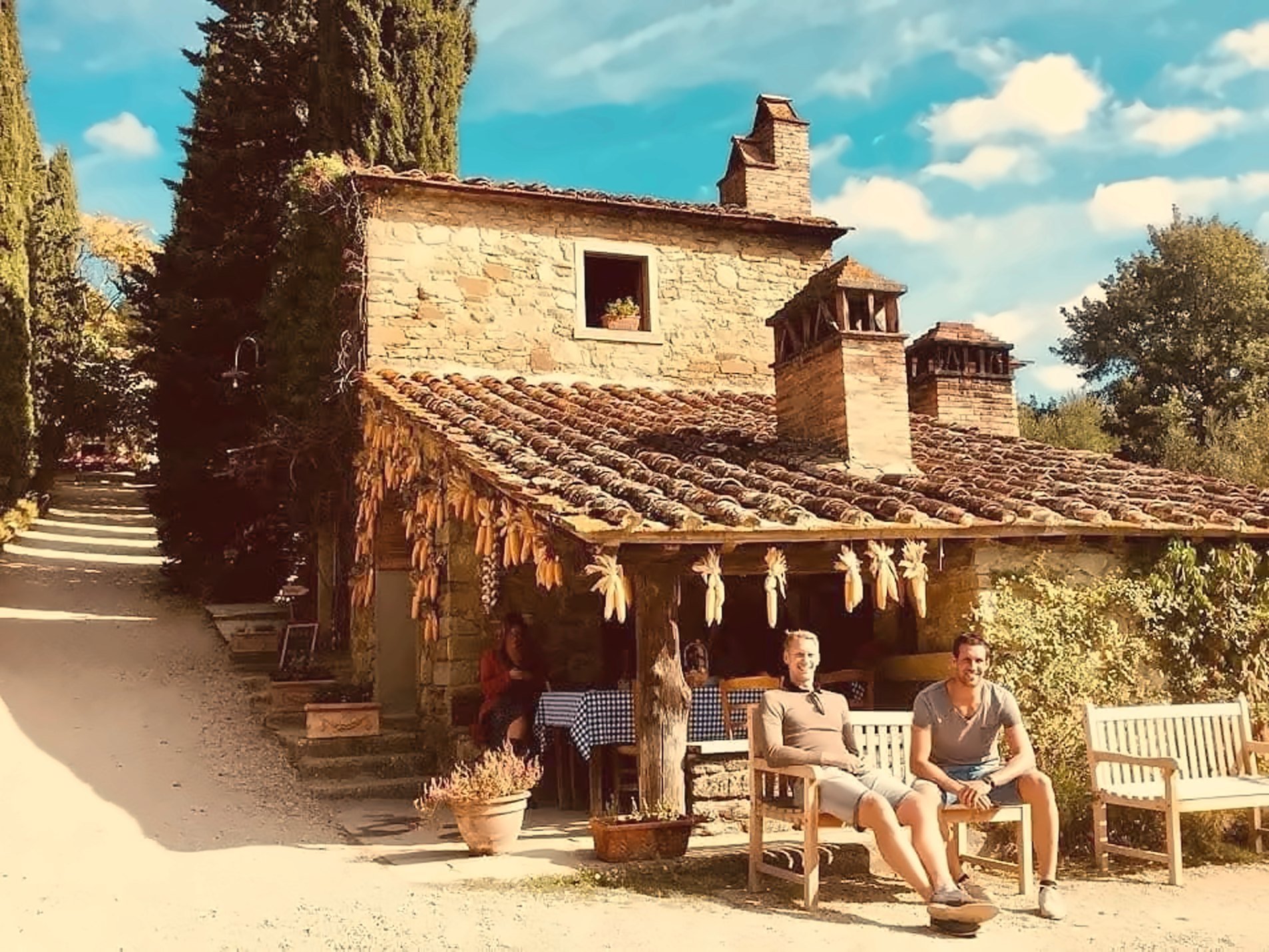 Op een bankje in de Toscaanse zon